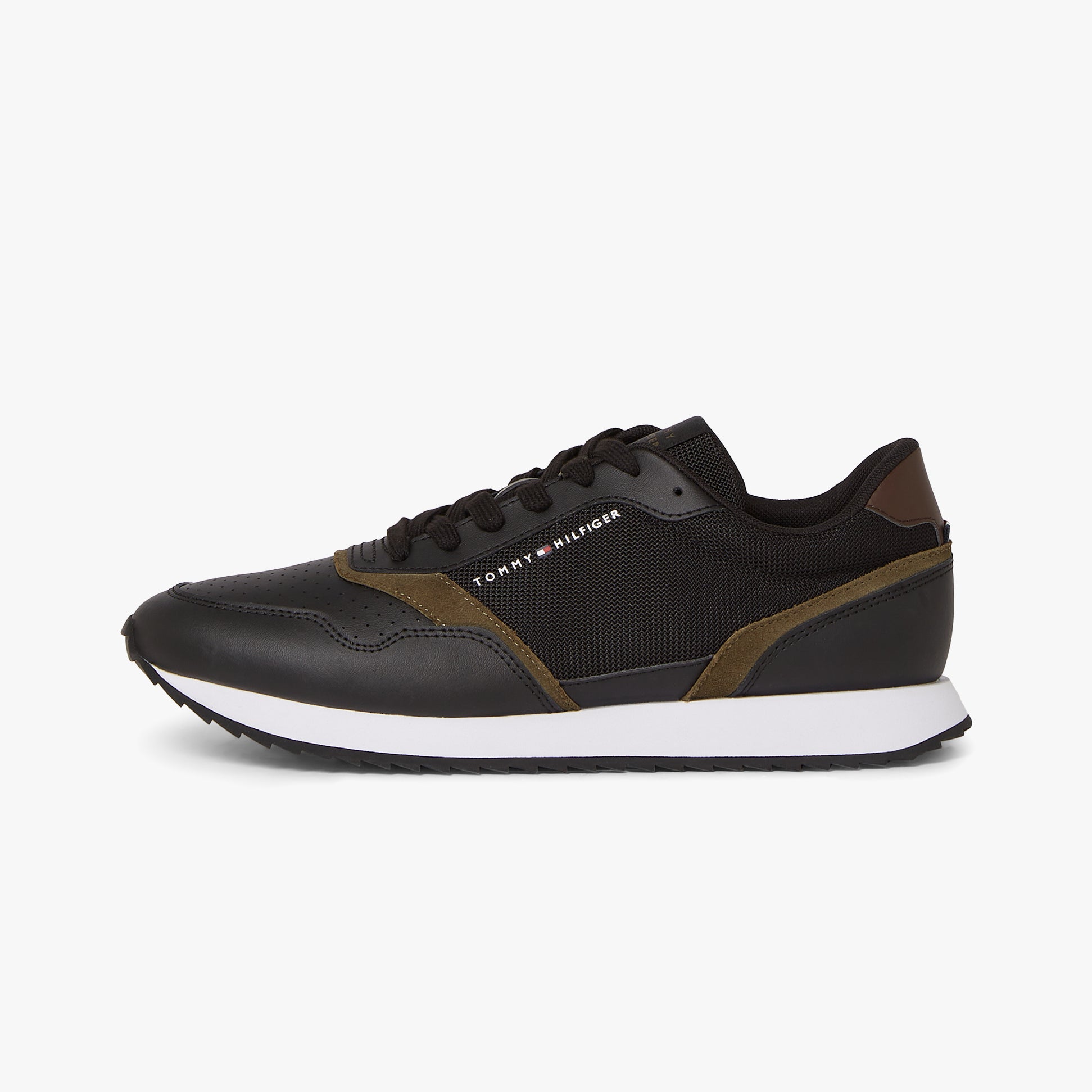 Tommy Hilfiger LEATHER SERRATED RUNNER Mens Trainers Black