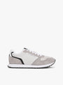 Tommy Hilfiger NEW RUNNER EVA MIX Mens Trainers Grey Whisper side view showcasing suede upper and rubber sole.