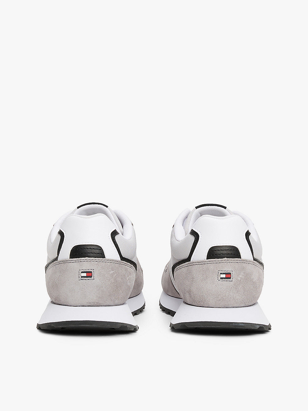 Tommy Hilfiger NEW RUNNER EVA MIX Mens Trainers Grey Whisper back view, showcasing suede and textile materials.
