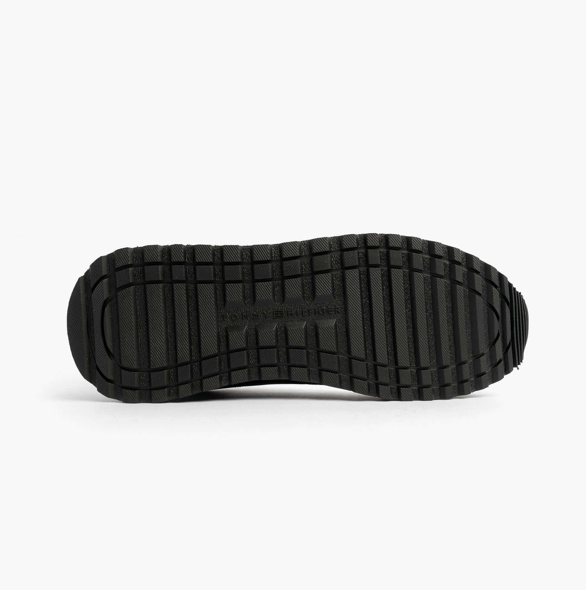 Tommy Hilfiger Mens Signature Tape Cleat Leather Trainers Black