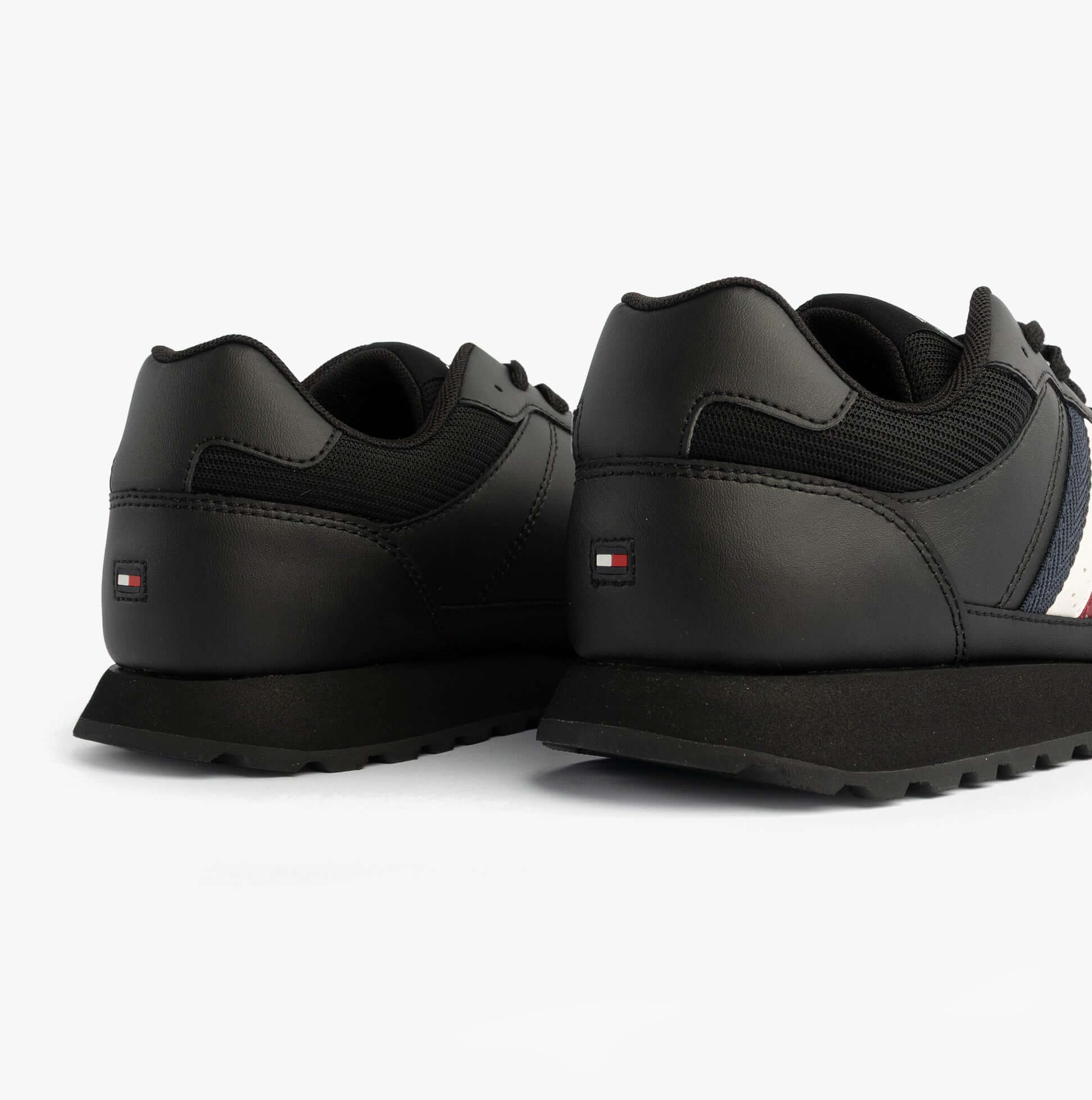 Tommy Hilfiger Mens Signature Tape Cleat Leather Trainers Black