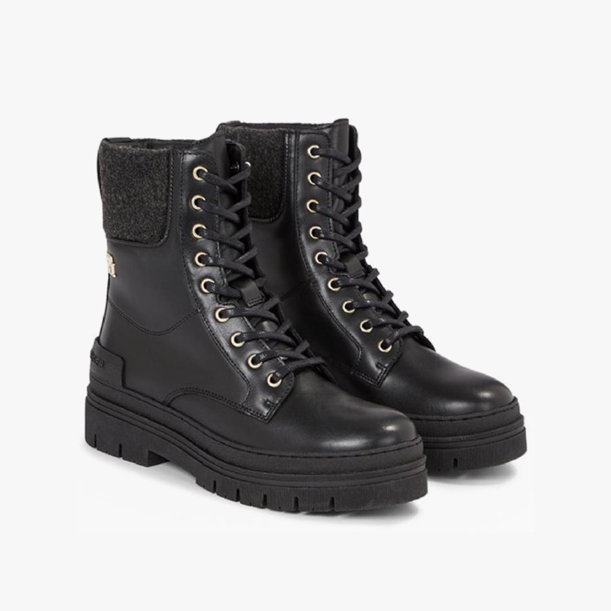 Tommy Hilfiger FEMININE FELT LACE UPIE Womens Boots Black