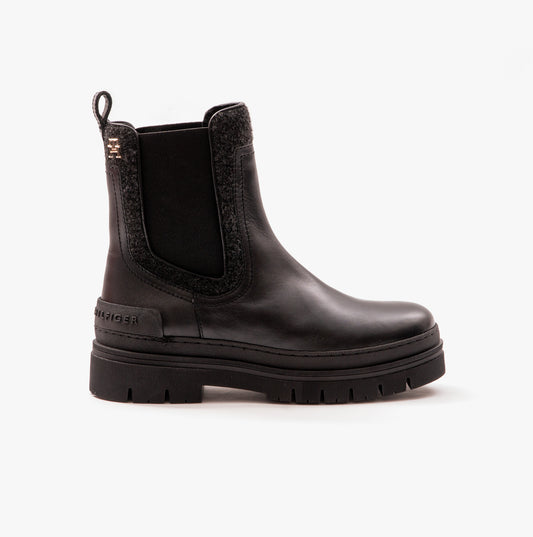 Tommy Hilfiger FEMININE FELT CHELSEAIE Womens Boots Black