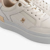 Tommy Hilfiger MONOGRAM METALLIC LEATHER  Womens Court Trainers Ancient White