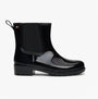 Tommy Hilfiger FLAG Womens Rainboots Black side view showing glossy finish and block heel.