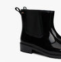 Tommy Hilfiger FLAG Womens Rainboots Black side view showing elasticated side panel and block heel.
