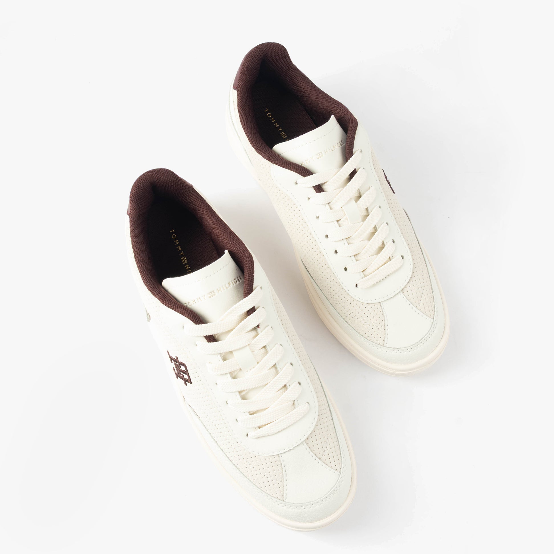 Tommy Hilfiger TH HERITAGE SNEAKER Womens Trainers White/Burgundy Velvet