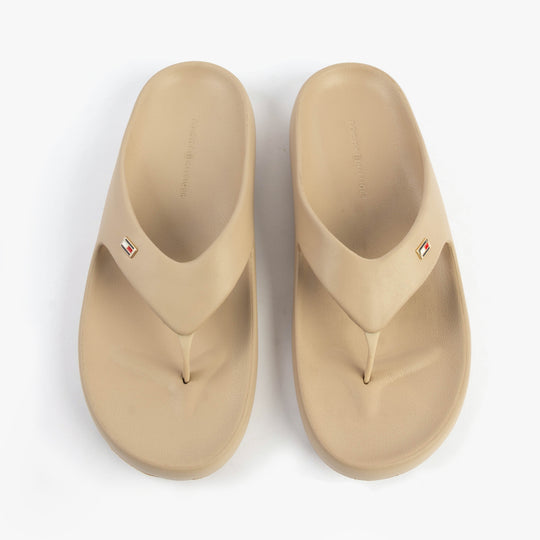Tommy Hilfiger ENAMEL FLAG CONTOURED Womens Sandals Horseradish top view showcasing lightweight EVA design.