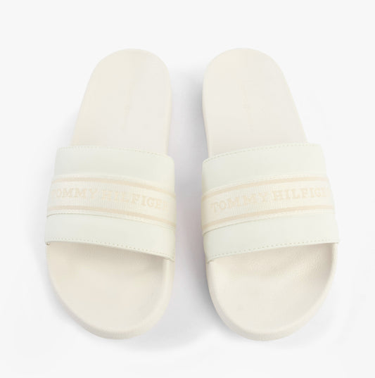 Tommy Hilfiger LOGO WEBBING Womens Slides Ecru