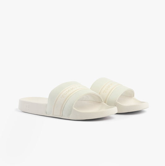Tommy Hilfiger LOGO WEBBING Womens Slides Ecru