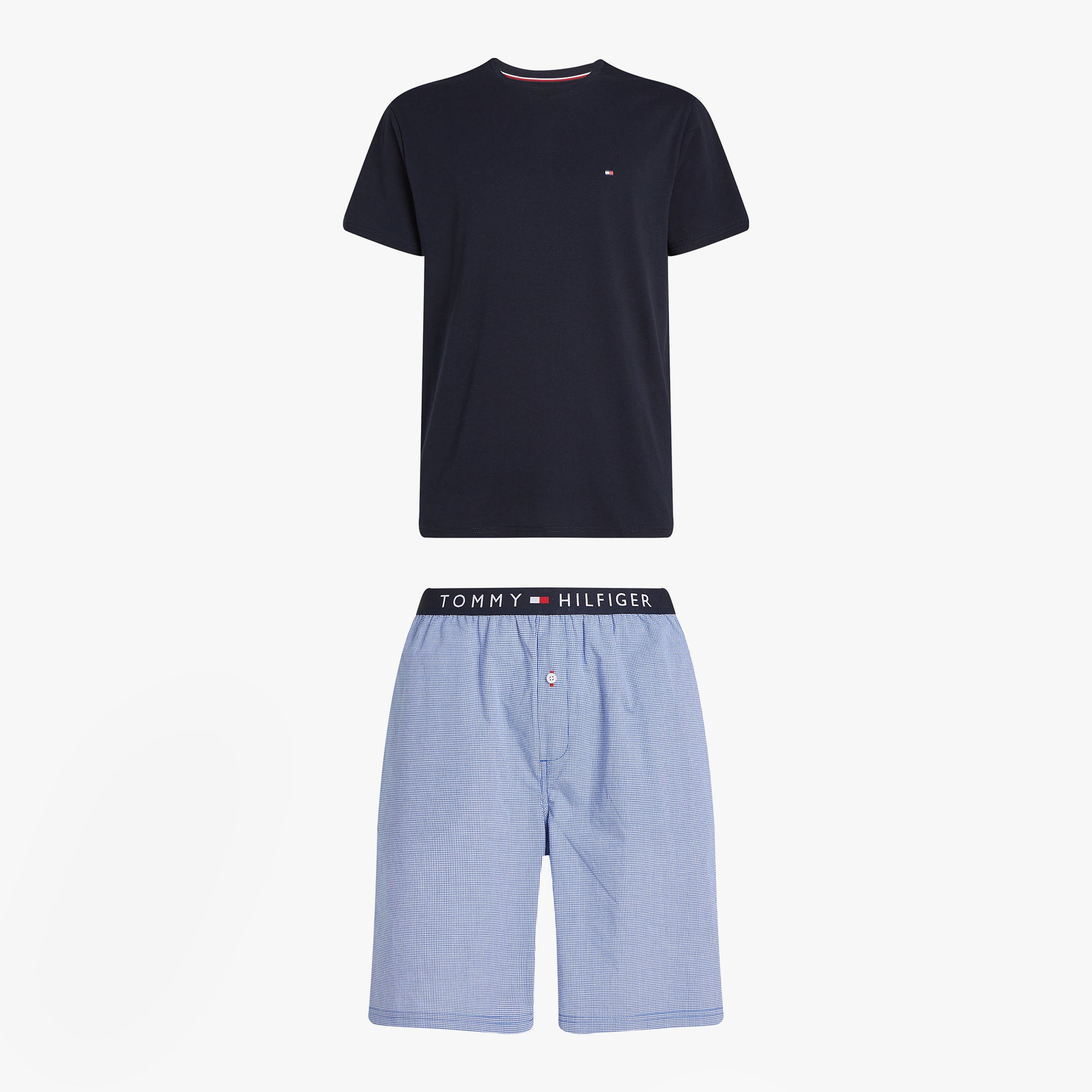 Tommy Hilfiger PURE COTTON Pyjama Set Mens Desert Sky / Mini Gingham