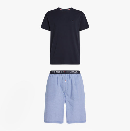 Tommy Hilfiger PURE COTTON Pyjama Set Mens Desert Sky / Mini Gingham