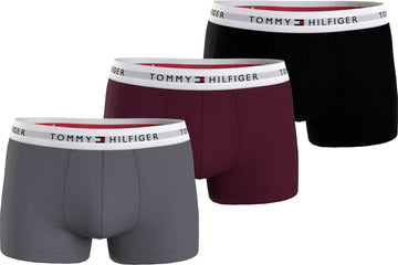 Tommy Hilfiger 3 Pack Mens Underwear Fossil Grey/D Burgundy/Black