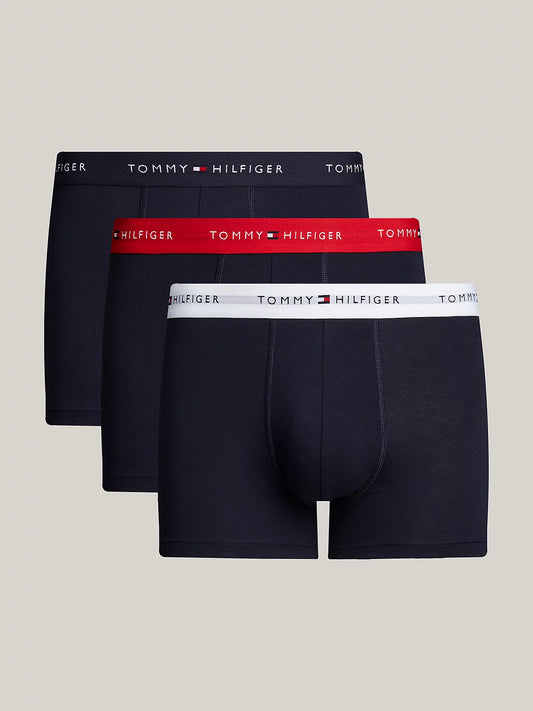 Tommy Hilfiger SIGNATURE COTTON ESS Mens  3 -Pack Trunks Primary Red/White/Desert Sky