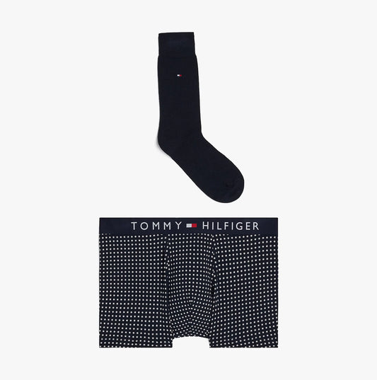 Tommy Hilfiger ORIGINAL Mens Trunk & Sock Gift Set Micro Foulard/Desert Sky