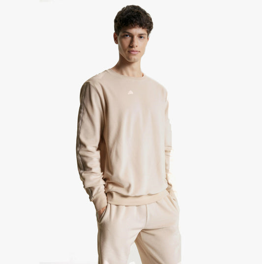 Tommy Hilfiger TH ESTABLISHED Mens Velour Lounge Sweatshirt Cashmere Creme