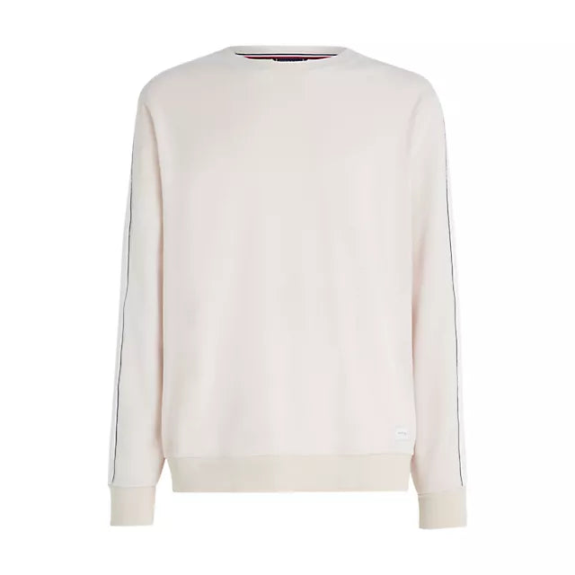 Tommy Hilfiger TH ESTABLISHED Mens Velour Lounge Sweatshirt Cashmere Creme