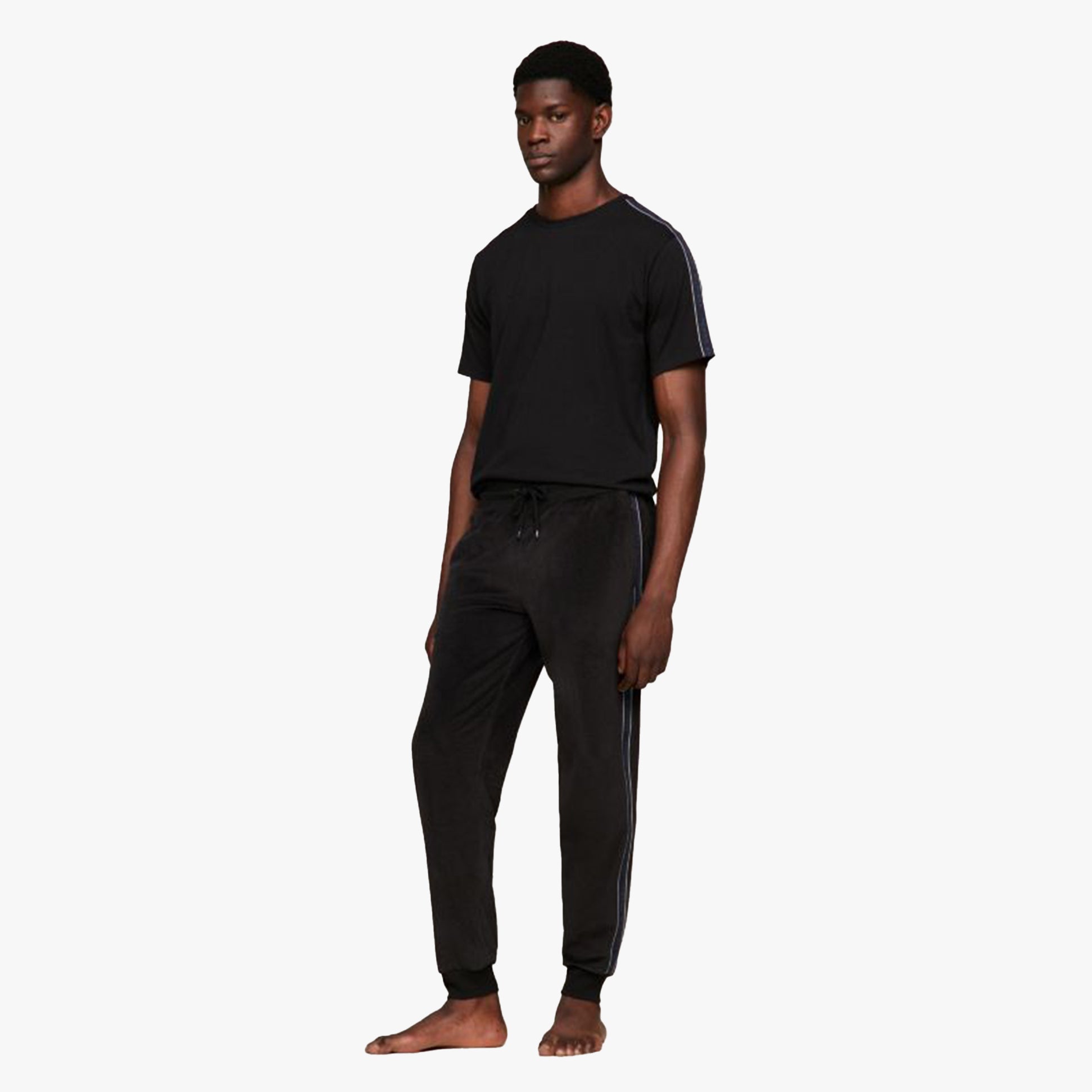 Tommy Hilfiger TH ESTABLISHED Mens Ribbed Velour Lounge Joggers Black