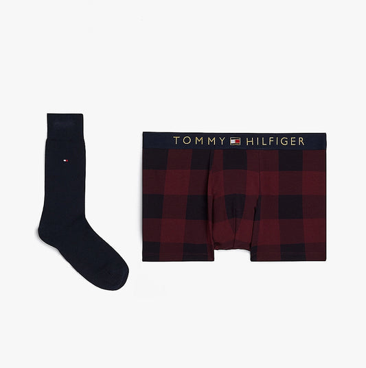 Tommy Hilfiger ORIGINAL Mens Trunk & Sock Gift Set Buffalo Check