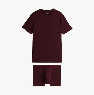 Tommy Hilfiger EVERYDAY LUXE Mens Trunk & Tee Deep Burgundy