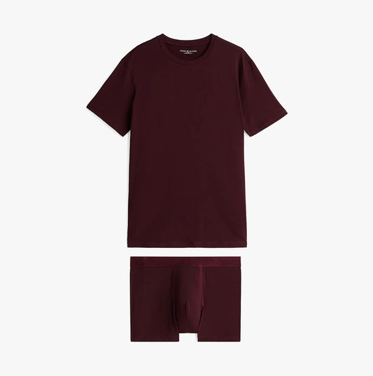 Tommy Hilfiger EVERYDAY LUXE Mens Trunk & Tee Deep Burgundy