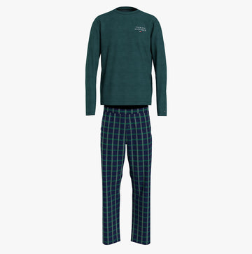 Tommy Hilfiger FLANNEL Mens Long-Sleeve Pyjama Set Deep Spruce/TH Woven Check
