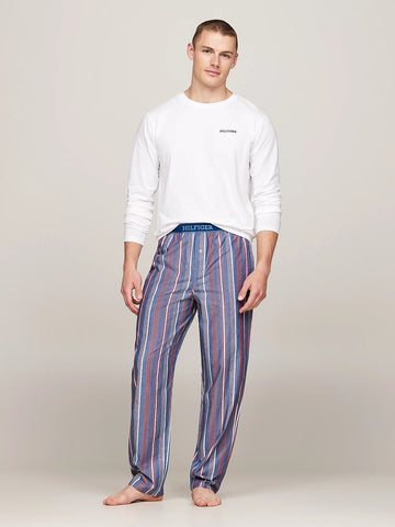 Tommy Hilfiger MONOTYPE Mens Pyjama Set White/Monotype Stripes Indigo