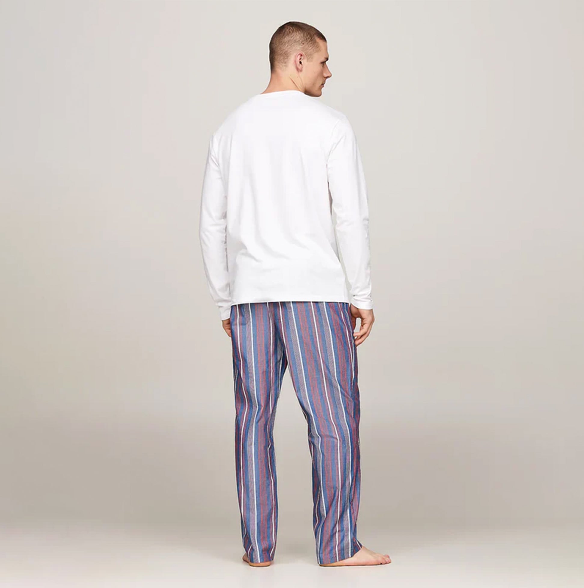 Tommy Hilfiger MONOTYPE Mens Pyjama Set White/Monotype Stripes Indigo