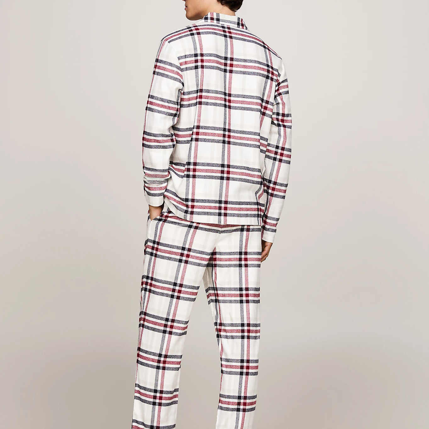 Tommy Hilfiger ORIGINAL Mens Pyjama Set Heritage Plaid Ivory