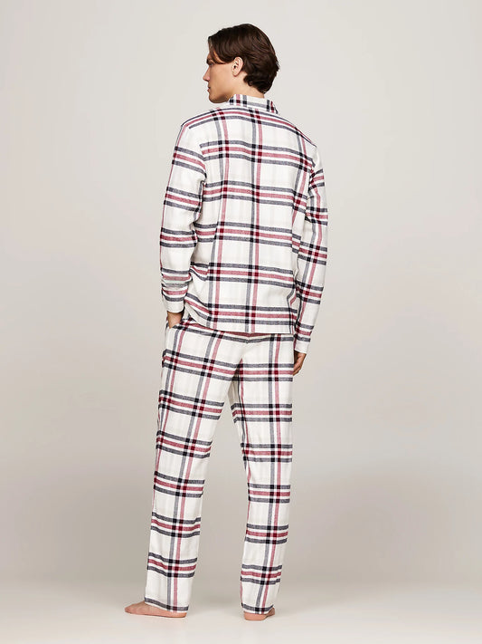 Tommy Hilfiger ORIGINAL Mens Pyjama Set Heritage Plaid Ivory