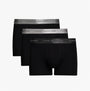Tommy Hilfiger SIGNATURE COTTON Mens 3 Pack Trunks Black side view displaying three pairs with elasticated waistbands.