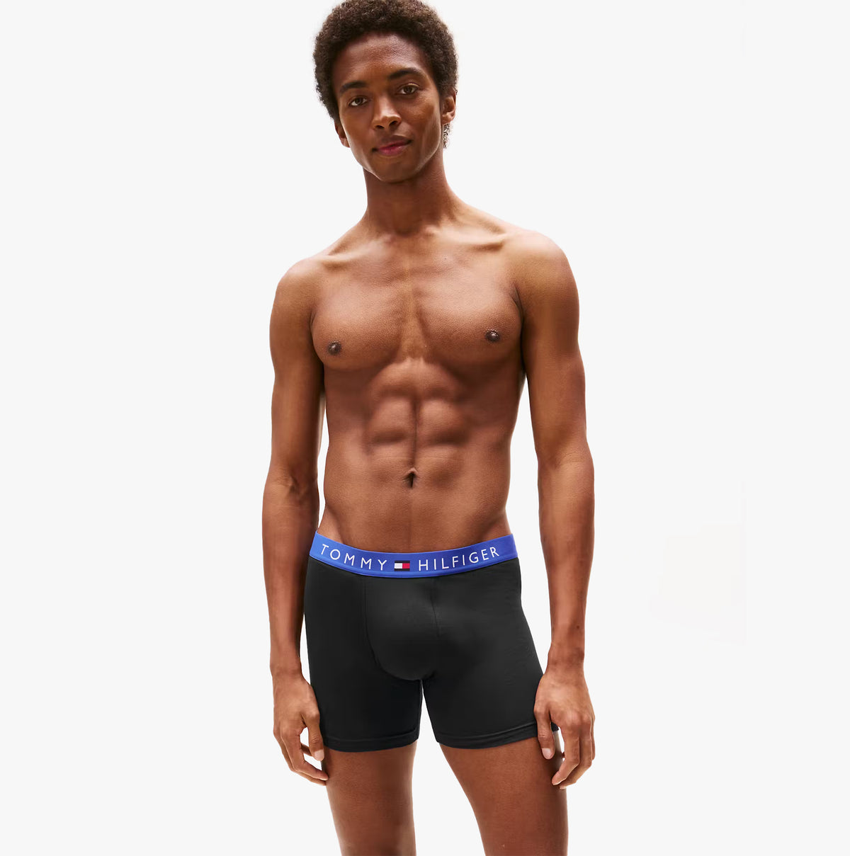 Tommy Hilfiger 3 PACK BOXER BRIEF Mens Multicoloured front view on model showcasing the waist and leg fit.