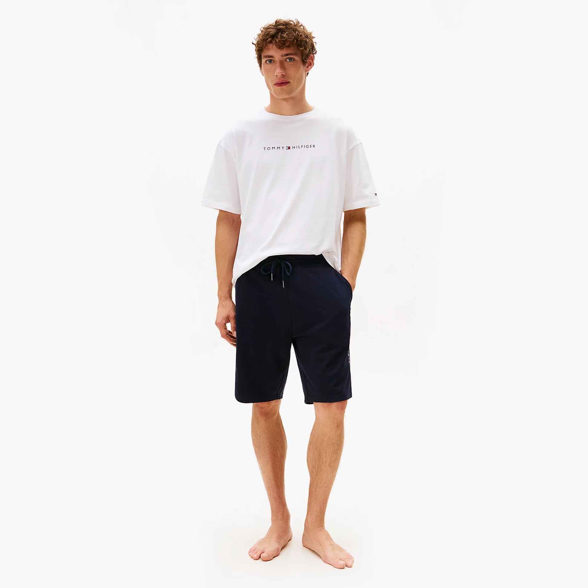 Tommy Hilfiger Mens TH Original Logo Terry Lounge Shorts Navy