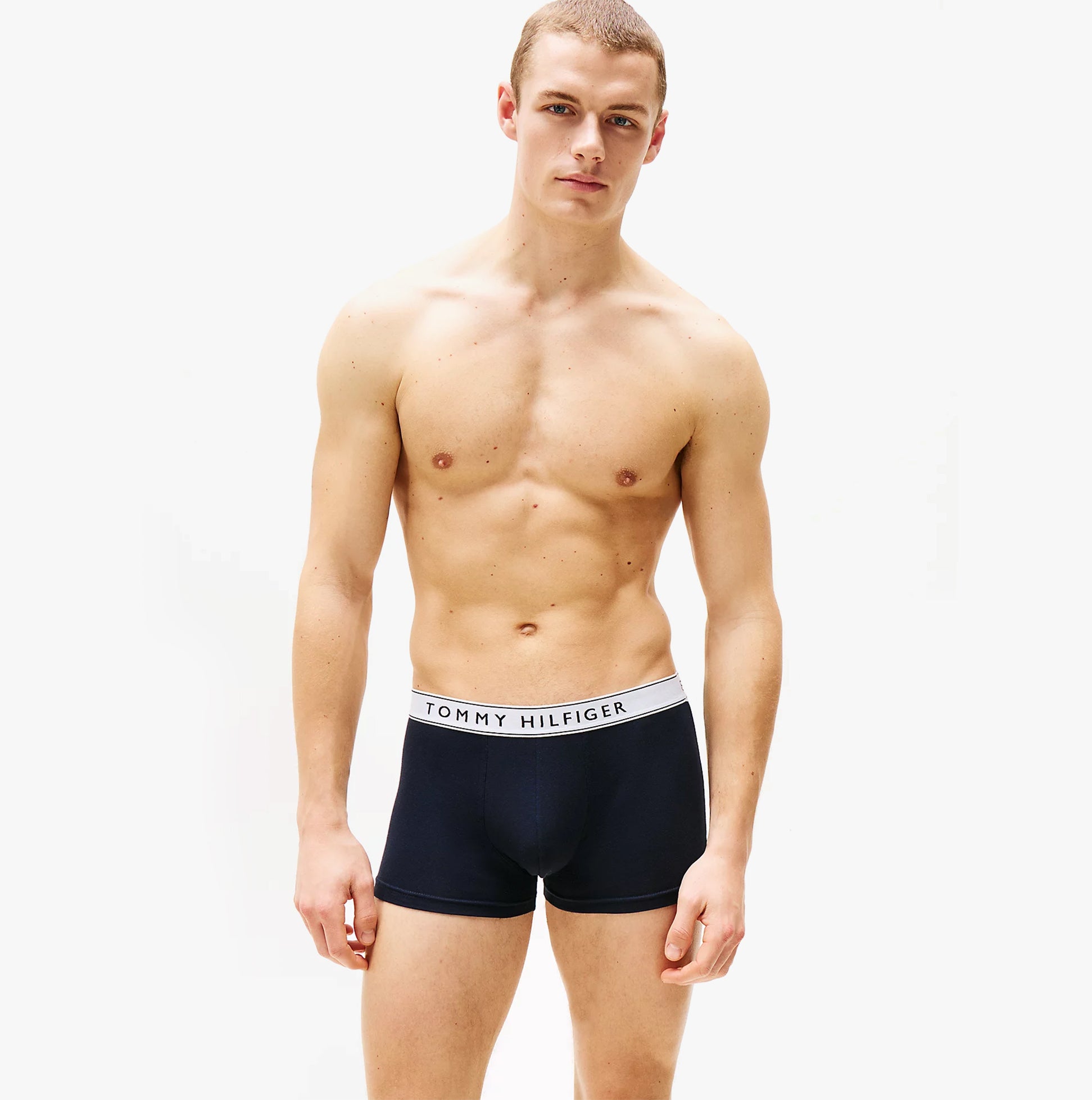 Tommy Hilfiger Mens 3 Pack Logo Waistband Trunks Navy