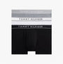 Tommy Hilfiger Mens 3 Pack Trunks Grey/Black/White front view showcasing grey, white, and black trunks with logo