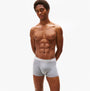 Tommy Hilfiger Mens 3 Pack Trunks Grey/Black/White front view on model showcasing fit and design.