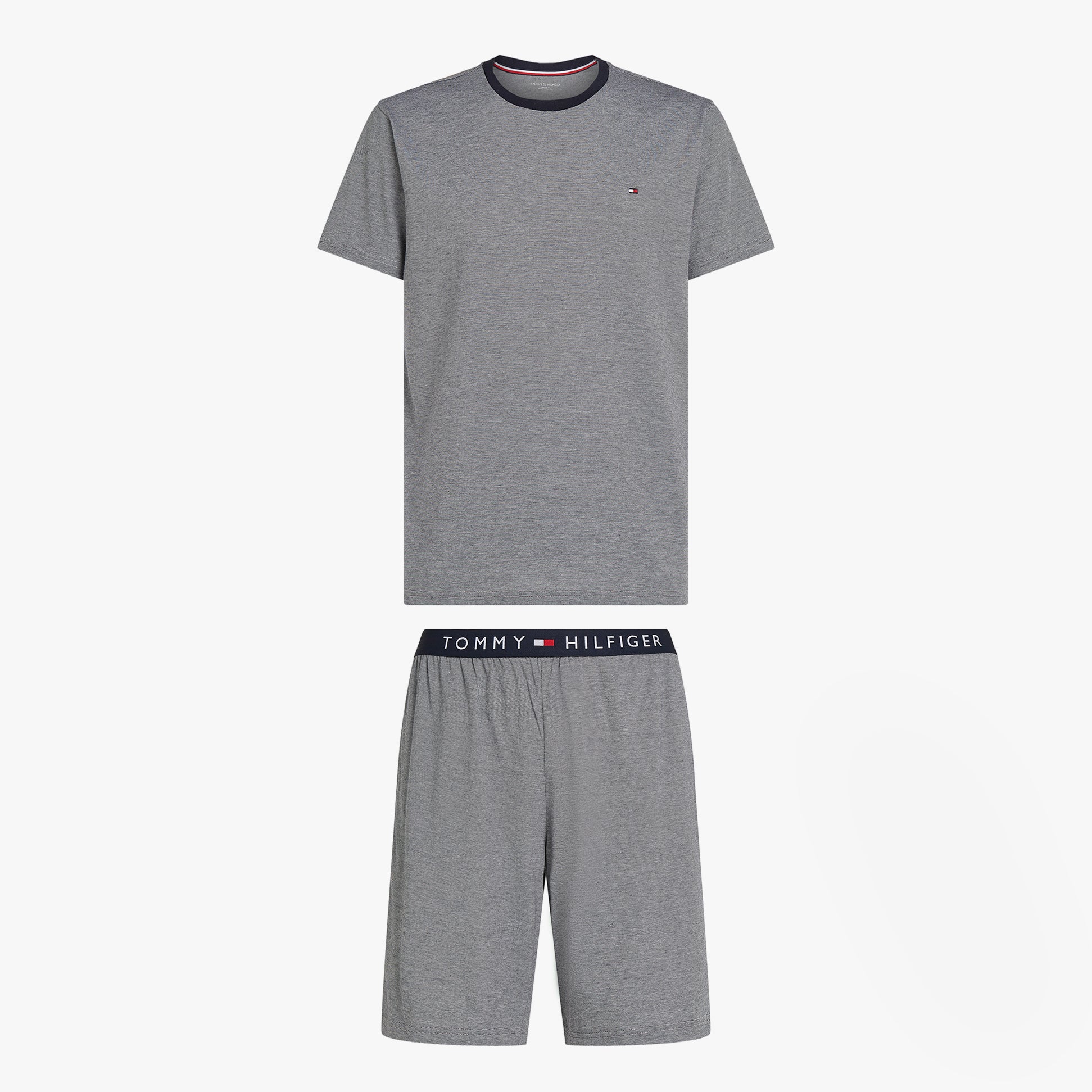 Tommy Hilfiger TH ORIGINAL Mens Jersey Pyjama Set Mini Stripes Blue