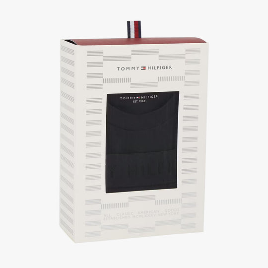 Tommy Hilfiger Mens Boxer Briefs & T-Shirt Black product packaging front view in gift box.