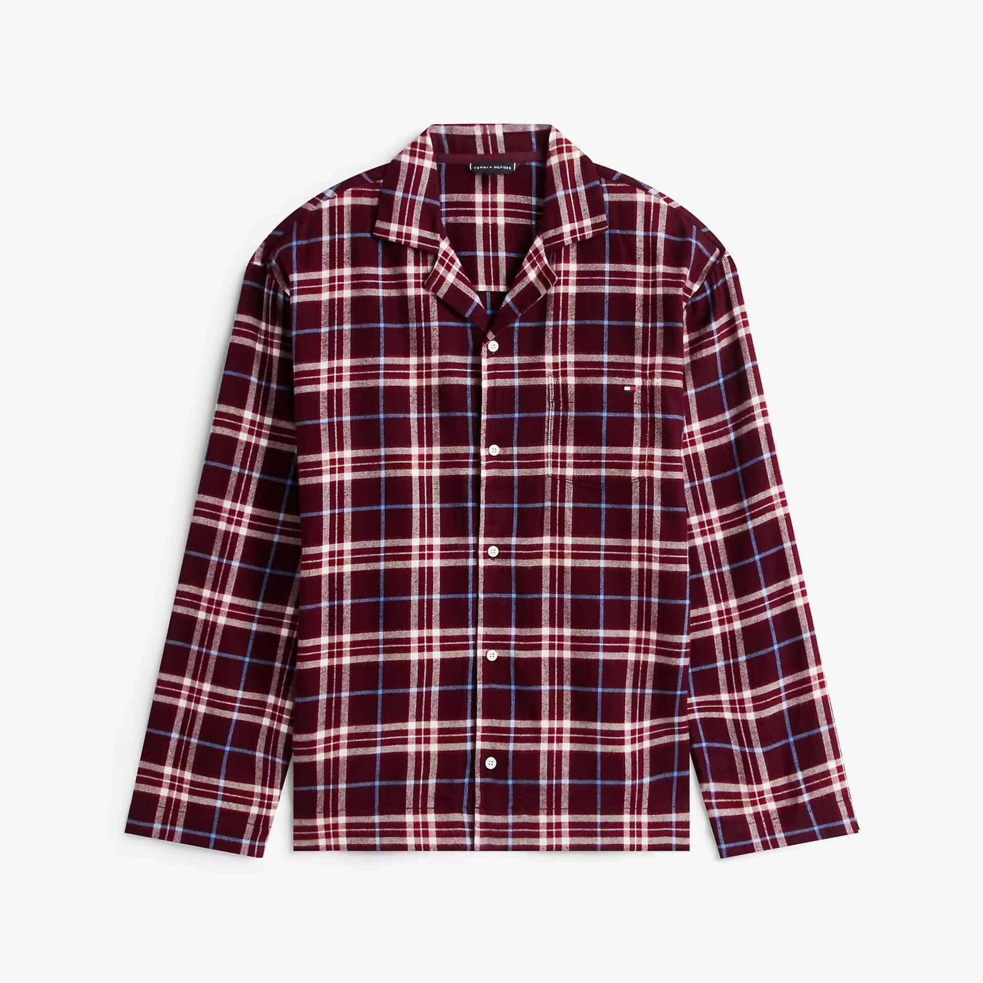 Tommy Hilfiger RELAXED FLANNEL PJ Mens Set Tartan Reiker Burgundy