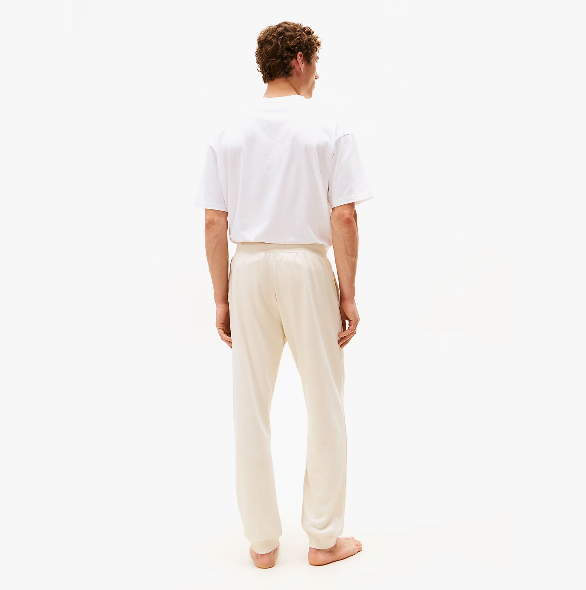 Tommy Hilfiger TH Original Mens Logo Lounge Joggers Off White Newsprint