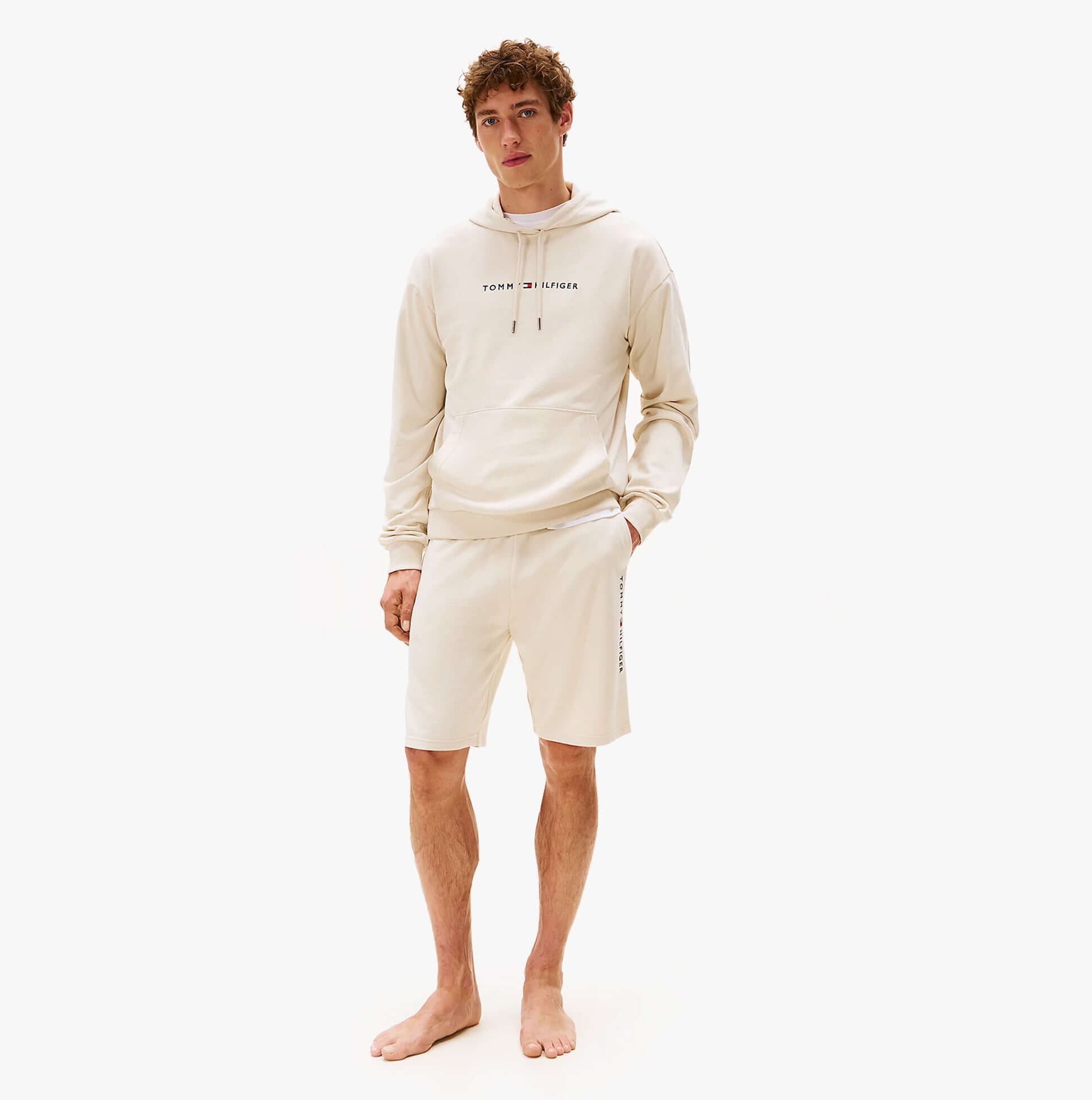 Tommy Hilfiger HOODIE Mens Drawstring Lounge Hoody Off White