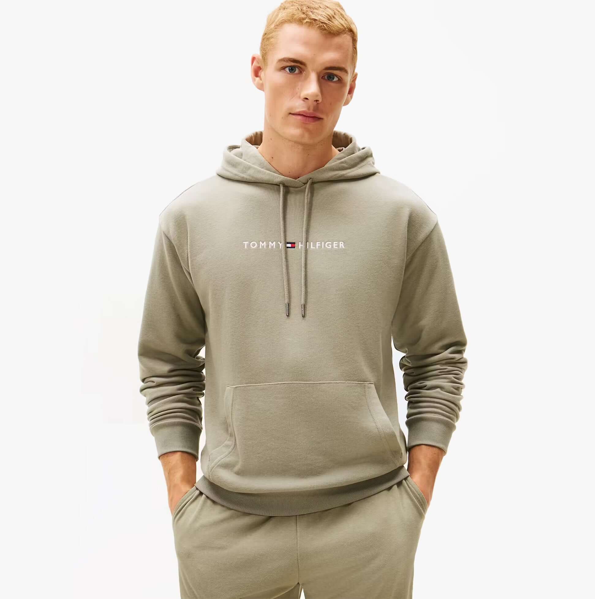 Tommy Hilfiger HOODIE Mens Drawstring Lounge Hoody Utility Sage