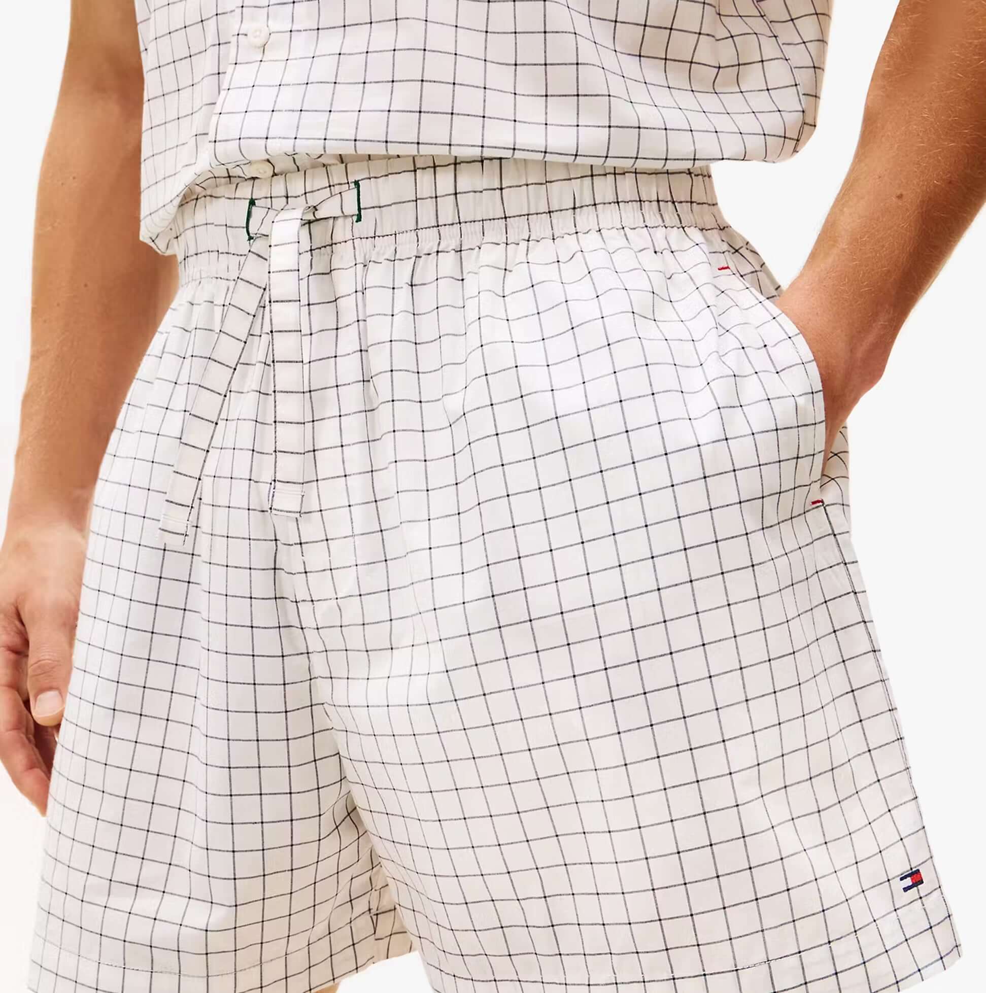 Tommy Hilfiger WOVEN PJ SET Mens Set Linear White Grid Check