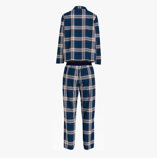 Tommy Hilfiger FULL FLANNEL PJ SET Womens Pyjamas Women Apparel Plaid Deep Indigo