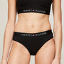 Tommy Hilfiger TH ORIGINAL LOGO BIKINI Womens Briefs Black front view showcasing elasticated waistband and stretch cotton material