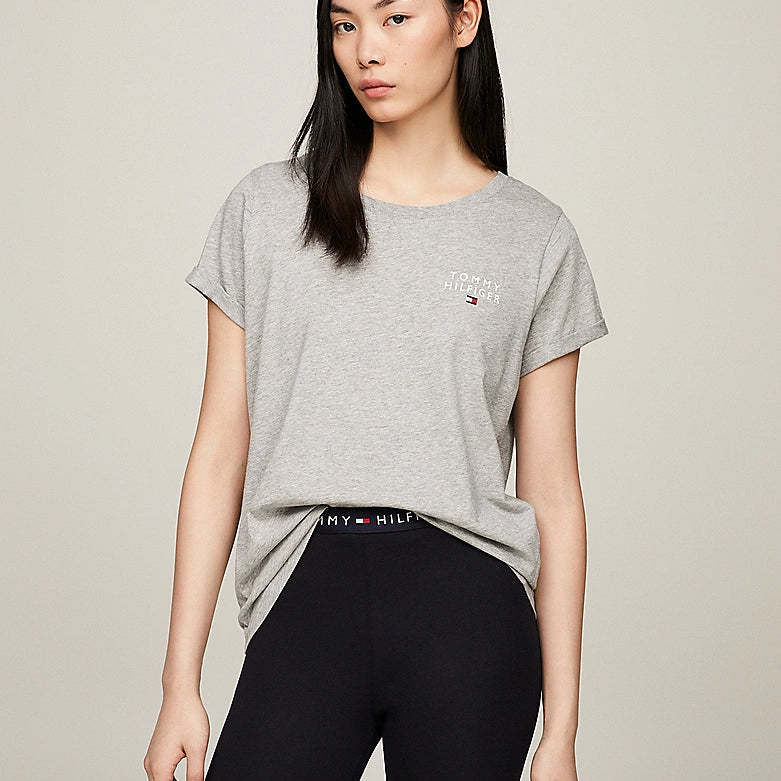 Tommy Hilfiger PURE COTTON Womens T-Shirt Light Grey Heather