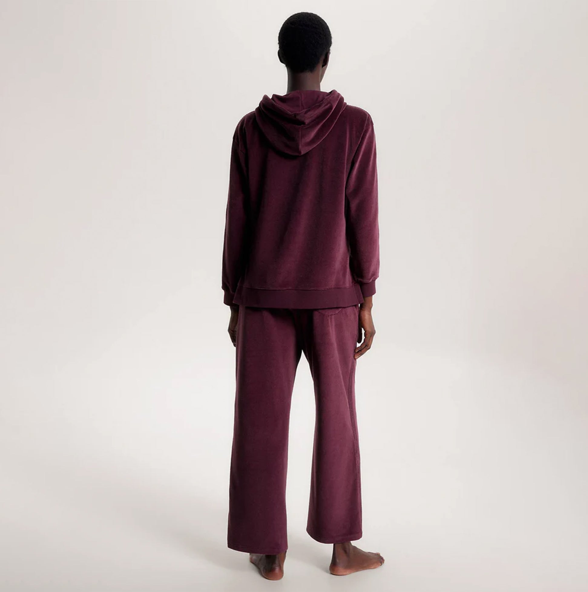 Tommy Hilfiger LONG HOODIE VELOUR Womens Hoodie Deep Burgundy
