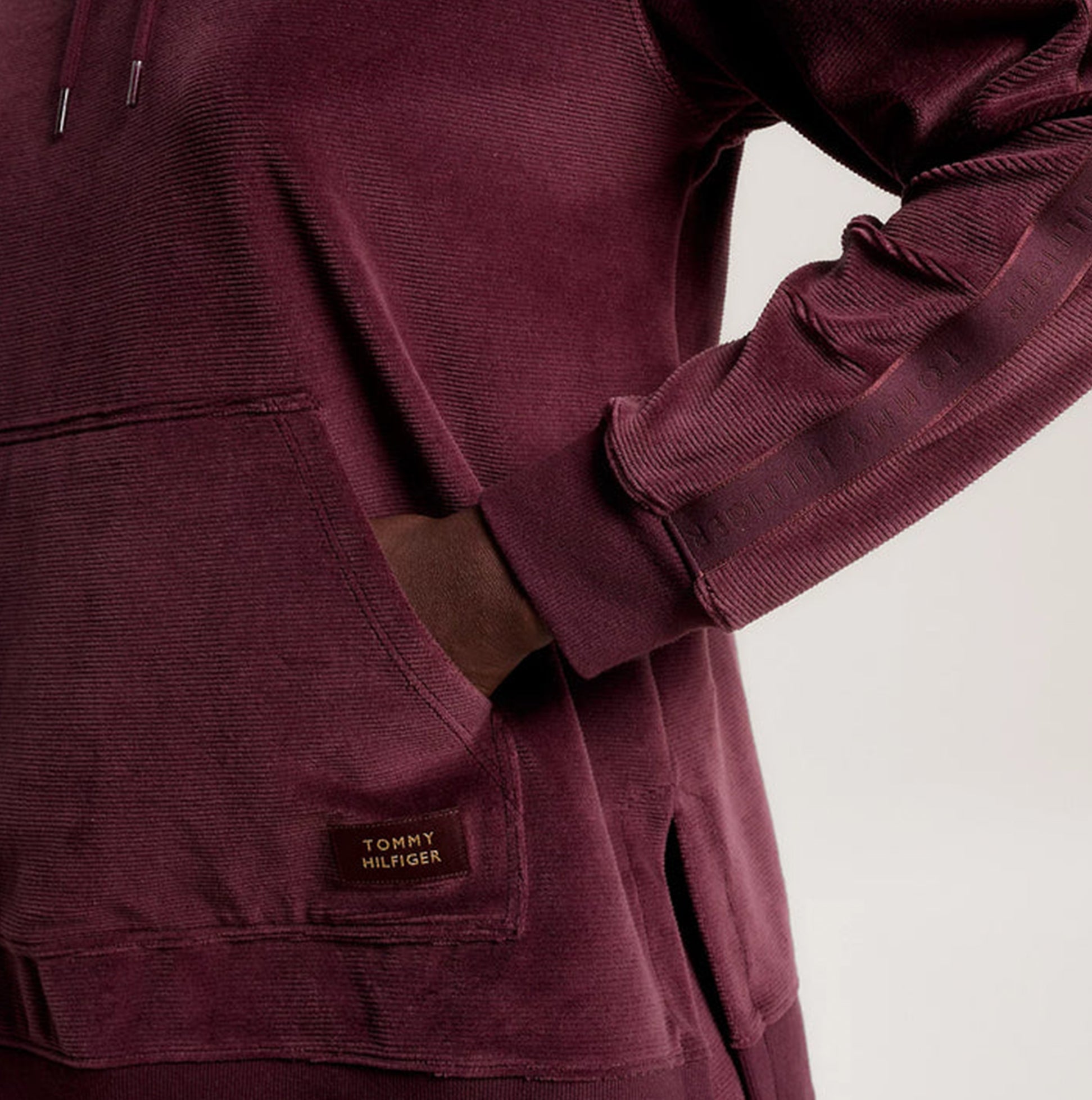 Tommy Hilfiger LONG HOODIE VELOUR Womens Hoodie Deep Burgundy