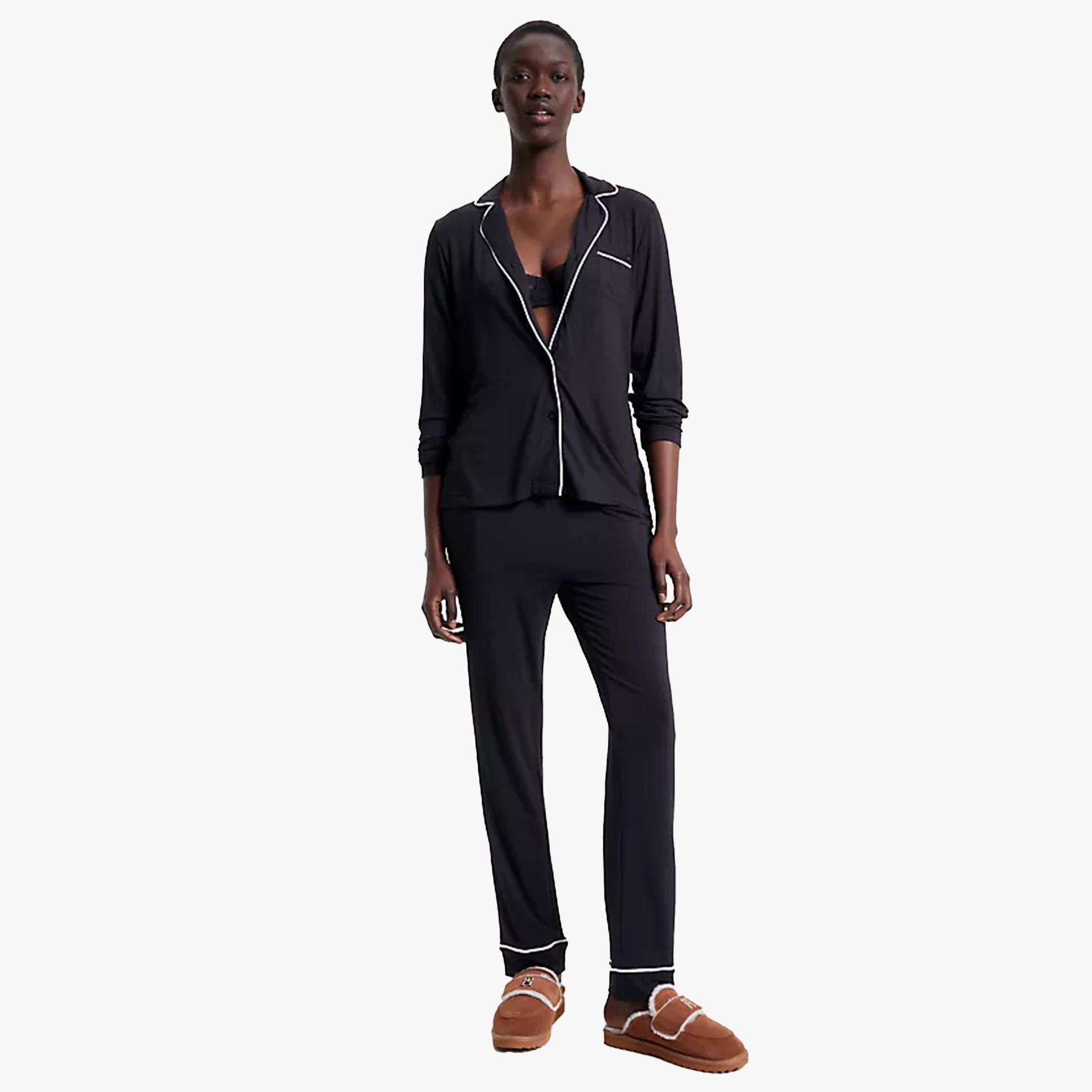 Tommy Hilfiger MODAL SHIRT PIPPING Womens Top Black