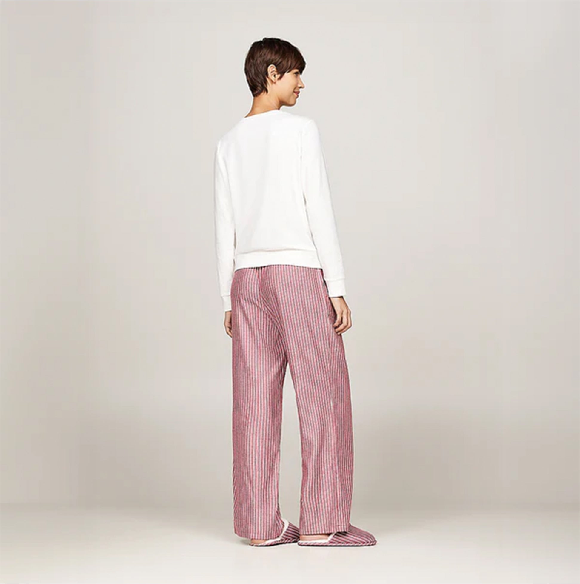 Tommy Hilfiger ORIGINAL Womens Flannel Pan Ivory/Pinstripe Rouge